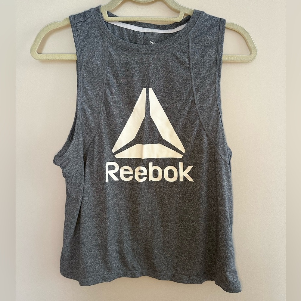 Reebok Charcoal Gray Logo Muscle Tank